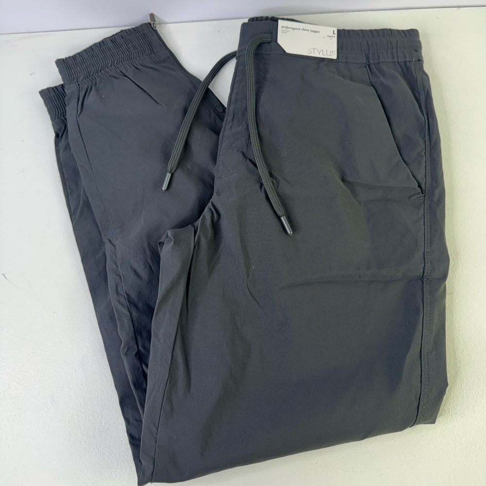 Stylus Performance Chino Jogger Pants Quick Dry Stretch gray Size L